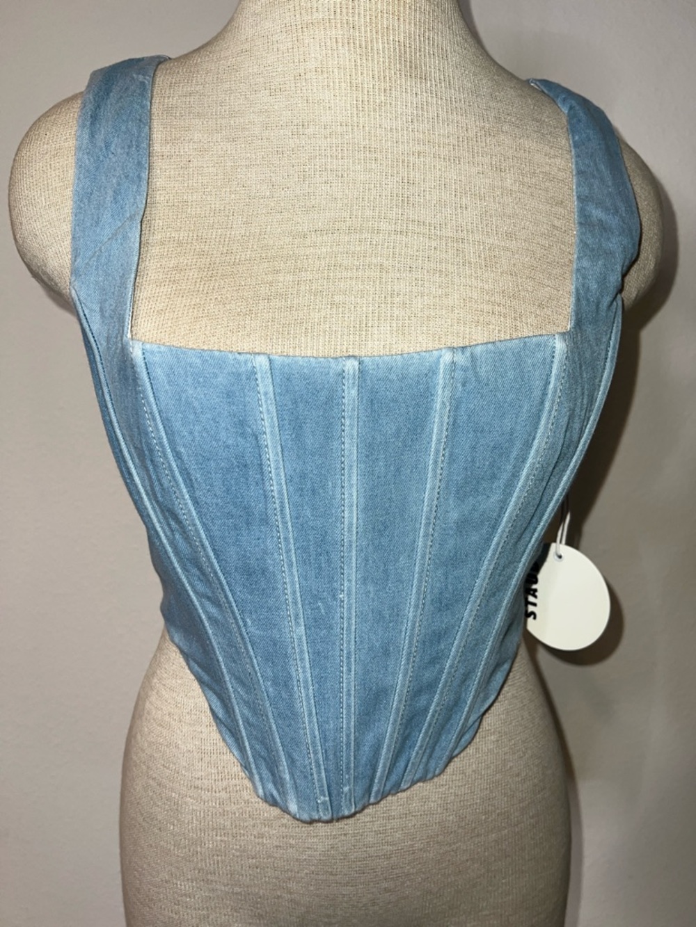 STAUD Alice Denim Corset Top